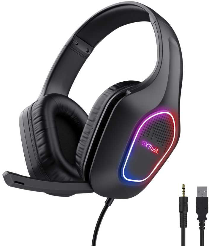 Гарнітура дротова ігрова Trust GXT 416 Zirox LED Headset Black