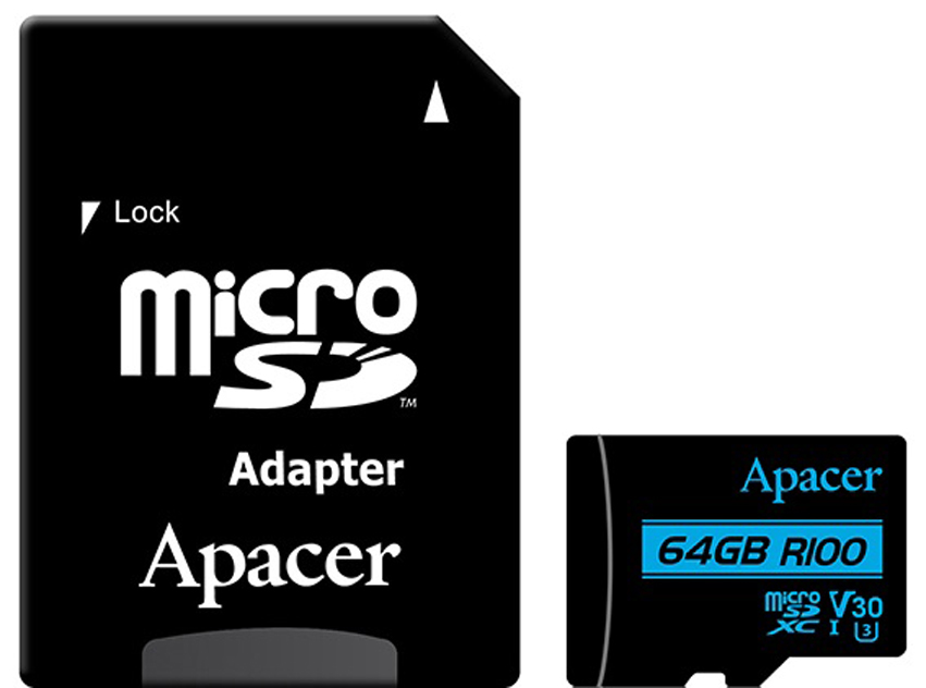 パワー　apカード Карта памяти Apacer microSDXC 64GB UHS-I U3 V30 +ad (AP64GMCSX10U7