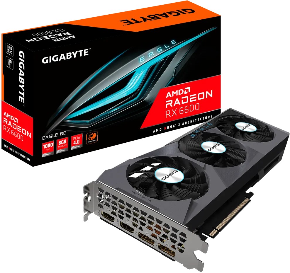 Видеокарта Gigabyte Radeon RX 6600 8GB GDDR6 (GV-R66EAGLE-8GD