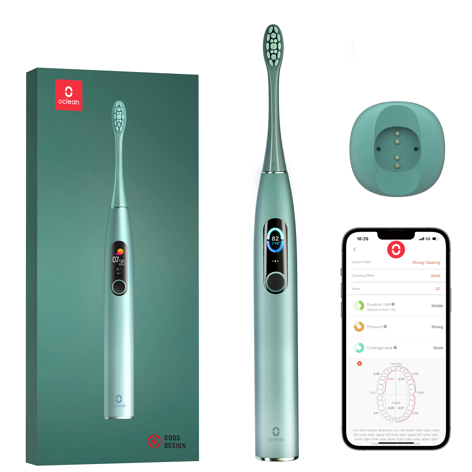 Зубная щетка электрическая Oclean X Pro Green купить - цена