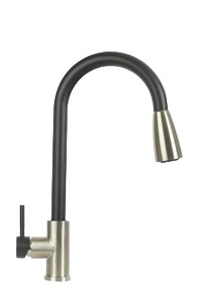 Смеситель кухонный Platinum с выдвижным изливом KT 8203 (8614) Черный матовый комби. - Фото 1