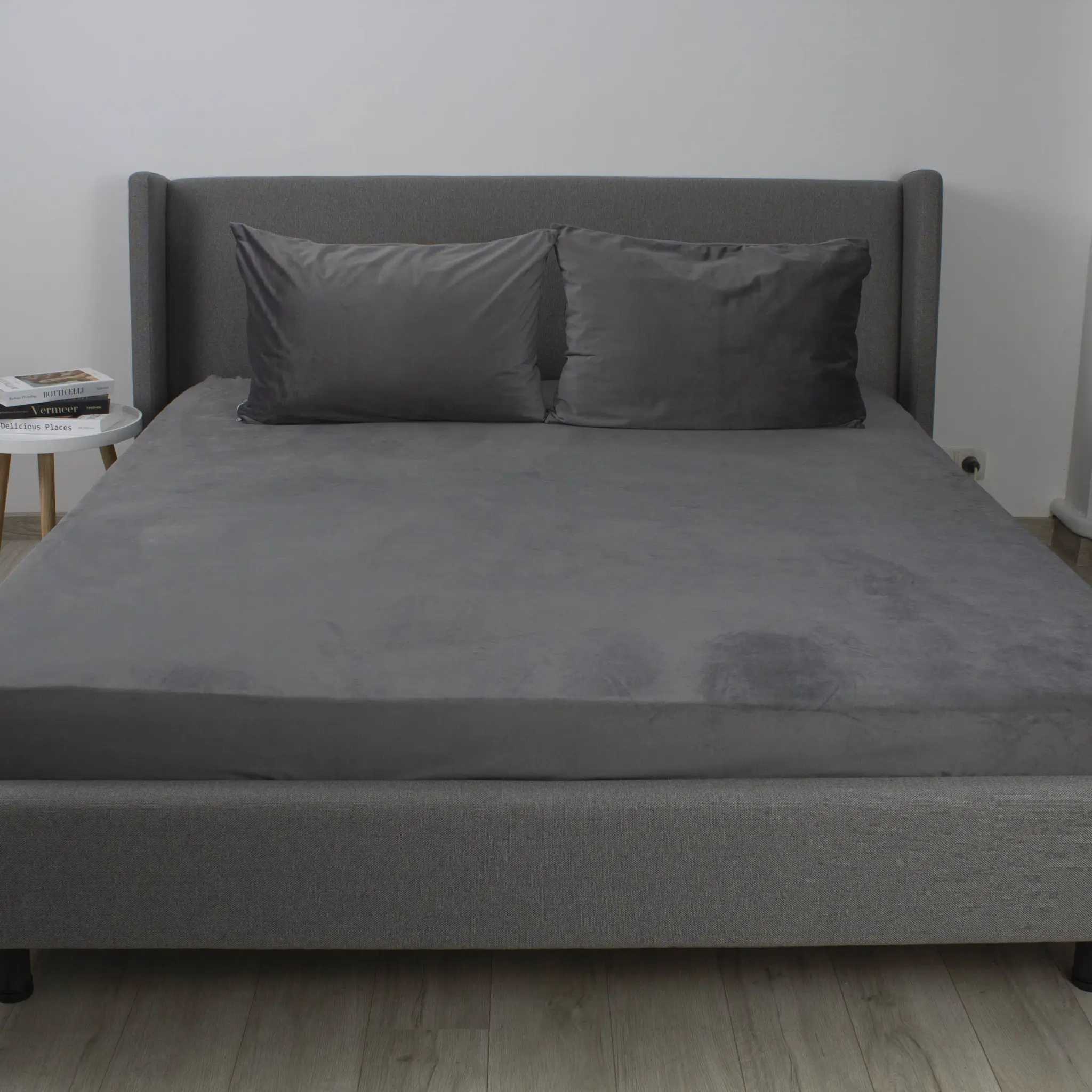 Простирадло двоспальне ТЕП VELOUR з резинкою 180х200 см Сірий (2-04824_34145) - Фото 1