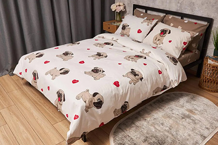 Пододеяльник двуспальный Moon&Star Бязь Gold Люкс Bulldog Love 175x210 см (MS-870000407) - Фото 1