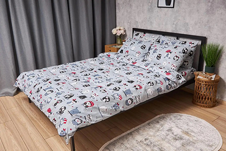 Пододеяльник двуспальный Moon&Star Бязь Gold Люкс Owls Gray 175x210 см (MS-870000377) - Фото 1
