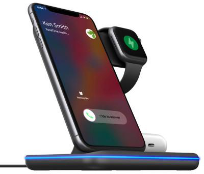 Бездротовий зарядний пристрій Gelius Pro Wireless Charger 3in1 15W GP-AWC01 Black (85112) - Фото 1