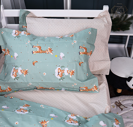Простынь двуспальная MirSon Poplin Line Kids 02 Giraffe 180x200 см (2200009712012) - Фото 1