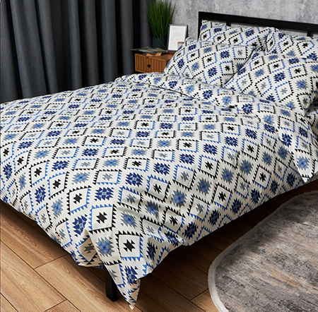 Пододеяльник двуспальный евро Moon&Star Бязь Gold Люкс Blue Mosaic King Size 220x240 см (MS-870000604) - Фото 1