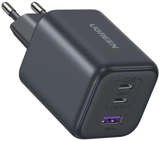 Сетевое зарядное устройство UGREEN 3xUSB 45W 2xUSB-C + USB-A Gan PD, X527 Gray (65156B) - Фото 1