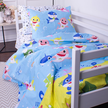 Комплект постільної білизни дитячий MirSon 143х210 см Kids Time 17-0522 Sharks are fun Бязь (2200007074297) - Фото 1