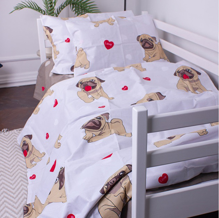 Комплект постільної білизни дитячий MirSon 143х210 см Kids Time 17-0566 Pug-dog Бязь (2200007075010) - Фото 1