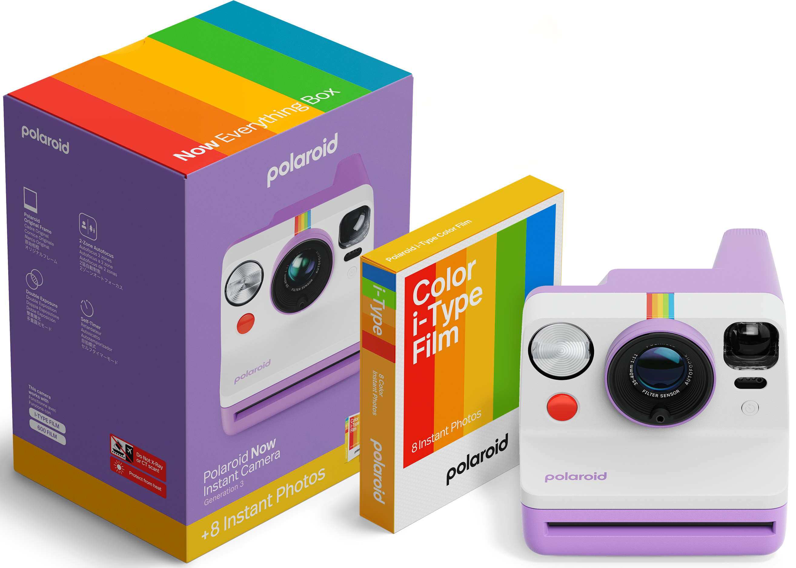Фотокамера моментальной печати Polaroid Now Gen 3 Pebble White + Color Film Bundle (8 photos) (6573) - Фото 1