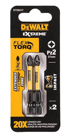 Набор бит для отвертки DeWALT IMPACT TORSION EXTREME 2 шт. (DT70531T) - Фото 1