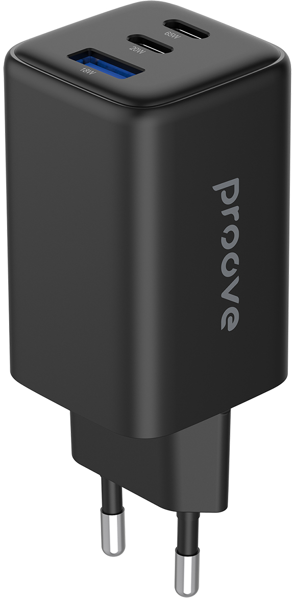 Сетевое зарядное устройство Proove Pocket GaN 65W (2Type-C + USB) Black (WCPG65121201) - Фото 1