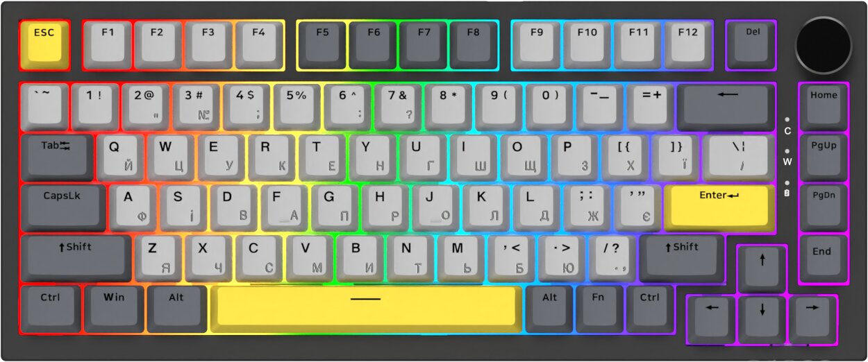 Клавіатура дротова ігрова Ajazz AK820 Sea Salt Switch Black USB-C (AK820-SS-BGY)