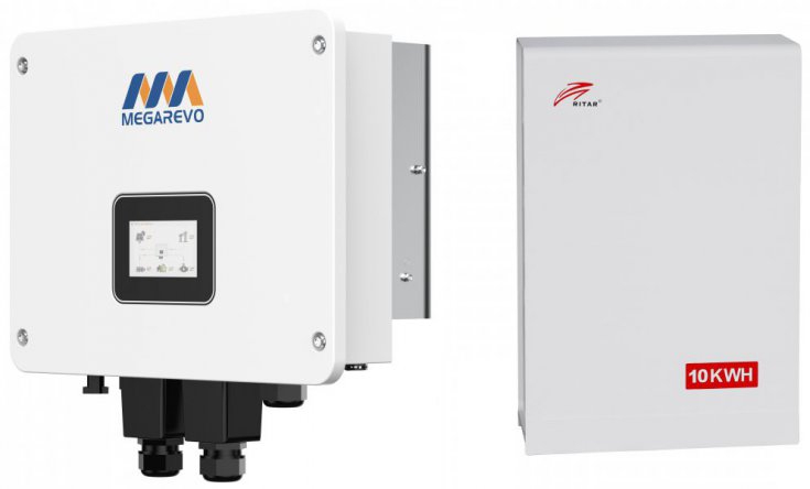 Система зберігання енергії MEGAREVO O5KL1D/BAT-10KWH-51.2V-100A (3ф.,5kW+батарея 10kW/h) - Фото 1