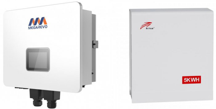 Система зберігання енергії MEGAREVO R6KL1D-G2/BAT-5KWH-51.2V (1ф.,6kW, 48V+батарея 5kW/h) - Фото 1