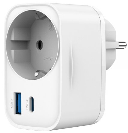 Переходник Евро 220В Gembird 1+USB-A+1+Type-C PD20W+QC3.0 18W White (TA-ACPDQC20-01-W) - Фото 1
