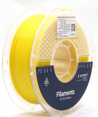 Нитка для PETG-картриджа Gembird 1.75 мм, Yellow 1 кг (3DP-PETG1.75-01-Y) - Фото 1