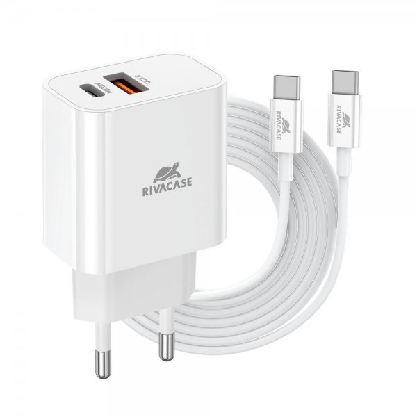 Сетевое зарядное устройство RIVACASE 1 USB Type-C White (PS4102 WD4) - Фото 1