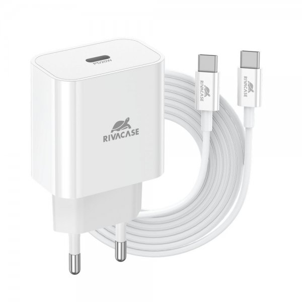 Сетевое зарядное устройство RIVACASE 1 USB Type-C White (PS4101 WD4) - Фото 1