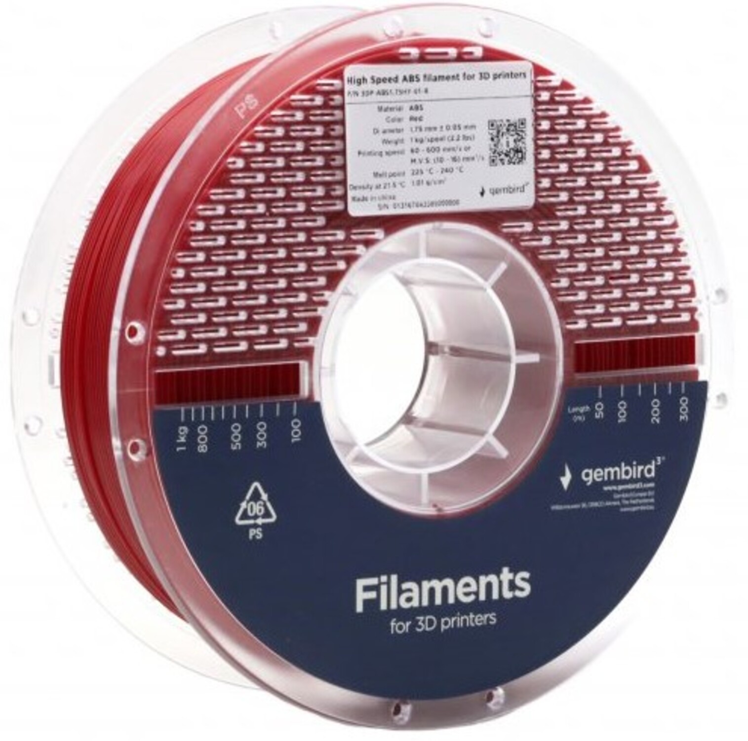 Купить Нитка для ABS-картриджа Gembird 1.75 мм Red (3DP-ABS1.75HY-01-R) - Фото 1 Нитка для ABS-картриджа Gembird 1.75 мм Red (3DP-ABS1.75HY-01-R) - Фото 1