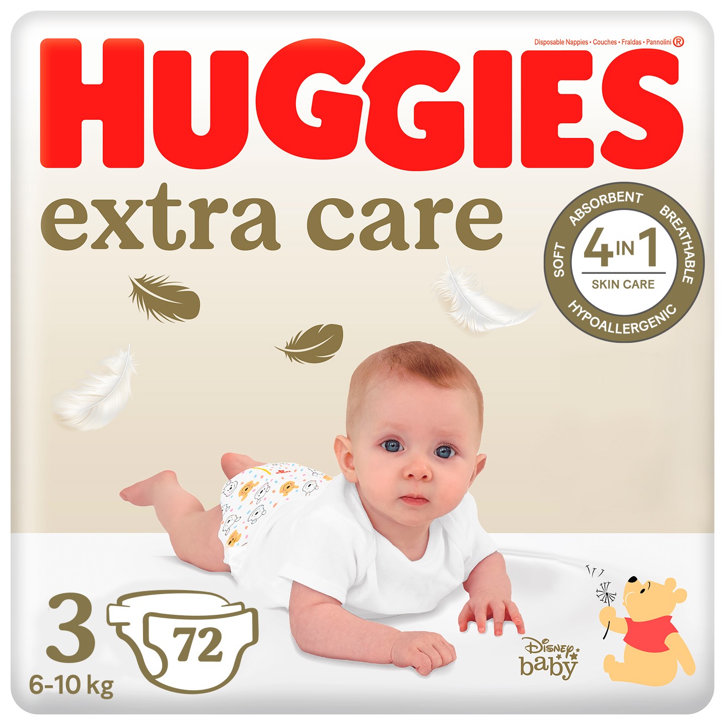 Одноразовые подгузники Huggies Extra Care Размер 3 (6-10 кг), 72шт. (5029053578095) - Фото 1