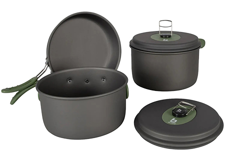Набір посуду туристичний Bo-camp Explorer 3 Pieces Hard Anodized Grey/Green (2200239) - Фото 1