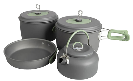 Набір посуду туристичний Bo-camp Explorer XL 4 Pieces Hard Anodized Grey/Green (2200249) - Фото 1