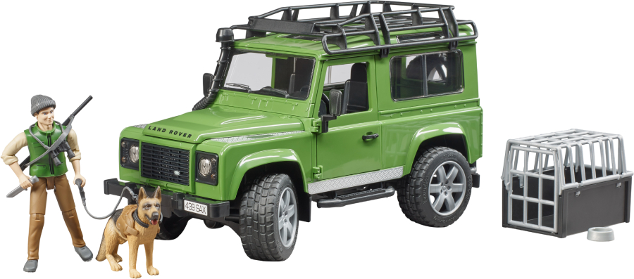 Наземная спецтехника BRUDER Land Rover Defender с фигуркой лесника и собаки (02587) - Фото 1