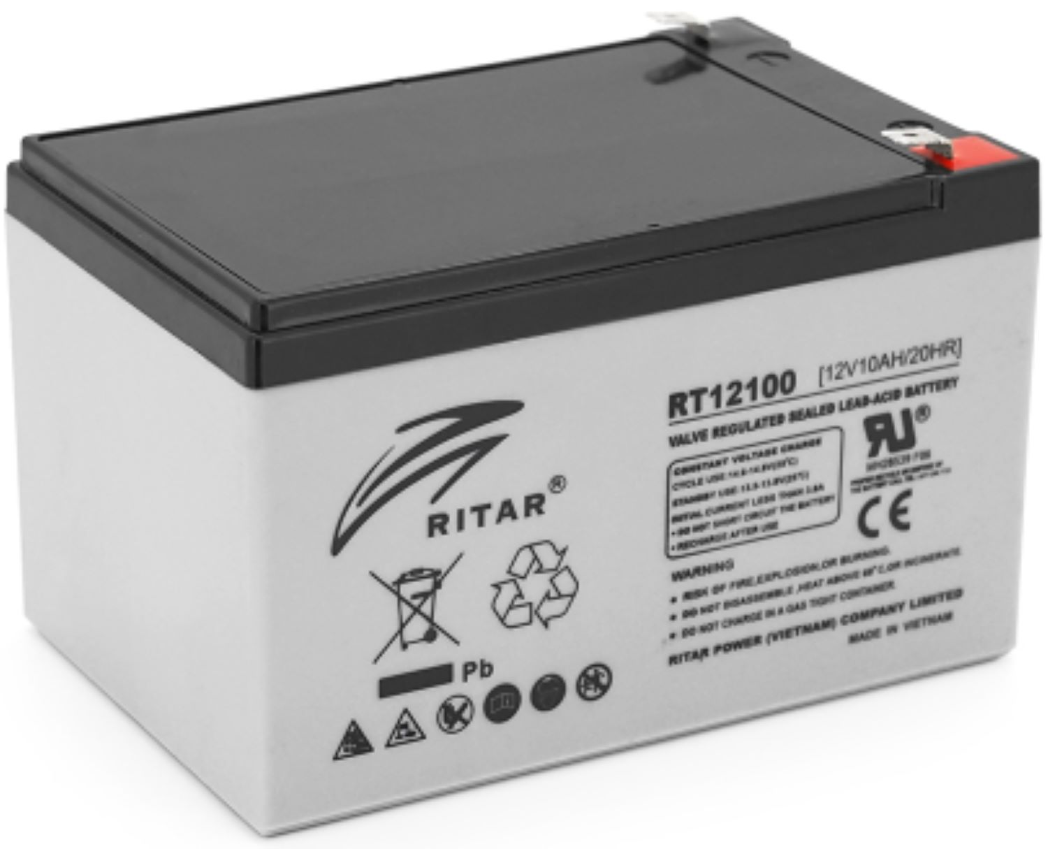 Аккумулятор для ИБП Ritar AGM RT12100S 12V 10.0Ah Gray - Фото 1