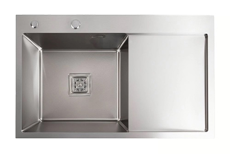 Мойка кухонная Platinum Handmade 78x50B L (два отверстия, квадратный сифон 3.0/1.0) - Фото 1