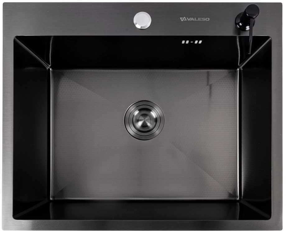 Мийка кухонна VALESO 60х50 PVD чорна Handmade DECOR (3,0/0,8) - Фото 1
