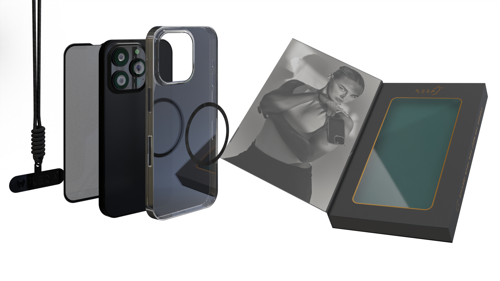 Чехол для смартфона ILera Go Ice Case Deluxe Set 4-in-1 /чехол,стекло,ремень + MagSafe/ 15 Pro Max (iLGoHnd15PrMx) - Фото 1