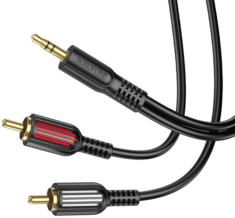 Кабель 3.5 мм - 3.5 мм BOROFONE BL11 3.5mm to double RCA Black (6974443382204) - Фото 1