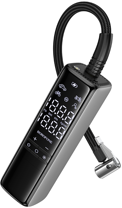 Автокомпрессор BOROFONE FC1 Flow intelligent air pump Black Gray (6941991112485) - Фото 1