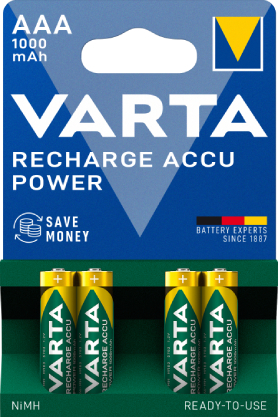 Аккумулятор тип AAA Varta RECHARGEABLE ACCU AAA 1000mAh BLI 4 NI-MH (READY 2 USE) - Фото 1