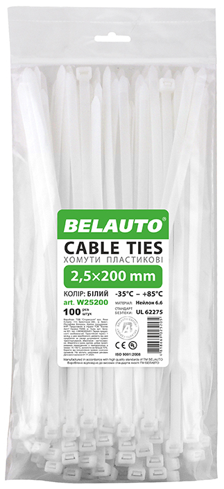 Набір хомутів BelAuto 2,5x200 (W25200) - Фото 1