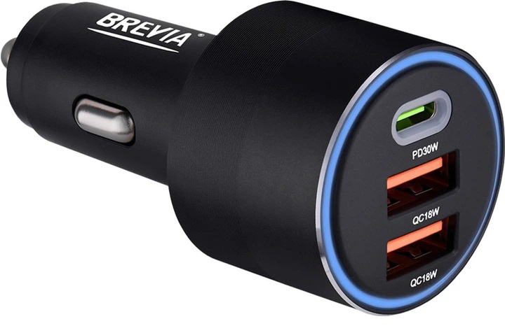 Купити Автомобільний зарядний пристрій Brevia ePower TriCharge 66W 1xUSB-C+2xUSB-A (46066DUCLB) - Фото 1 Автомобільний зарядний пристрій Brevia ePower TriCharge 66W 1xUSB-C+2xUSB-A (46066DUCLB) - Фото 1