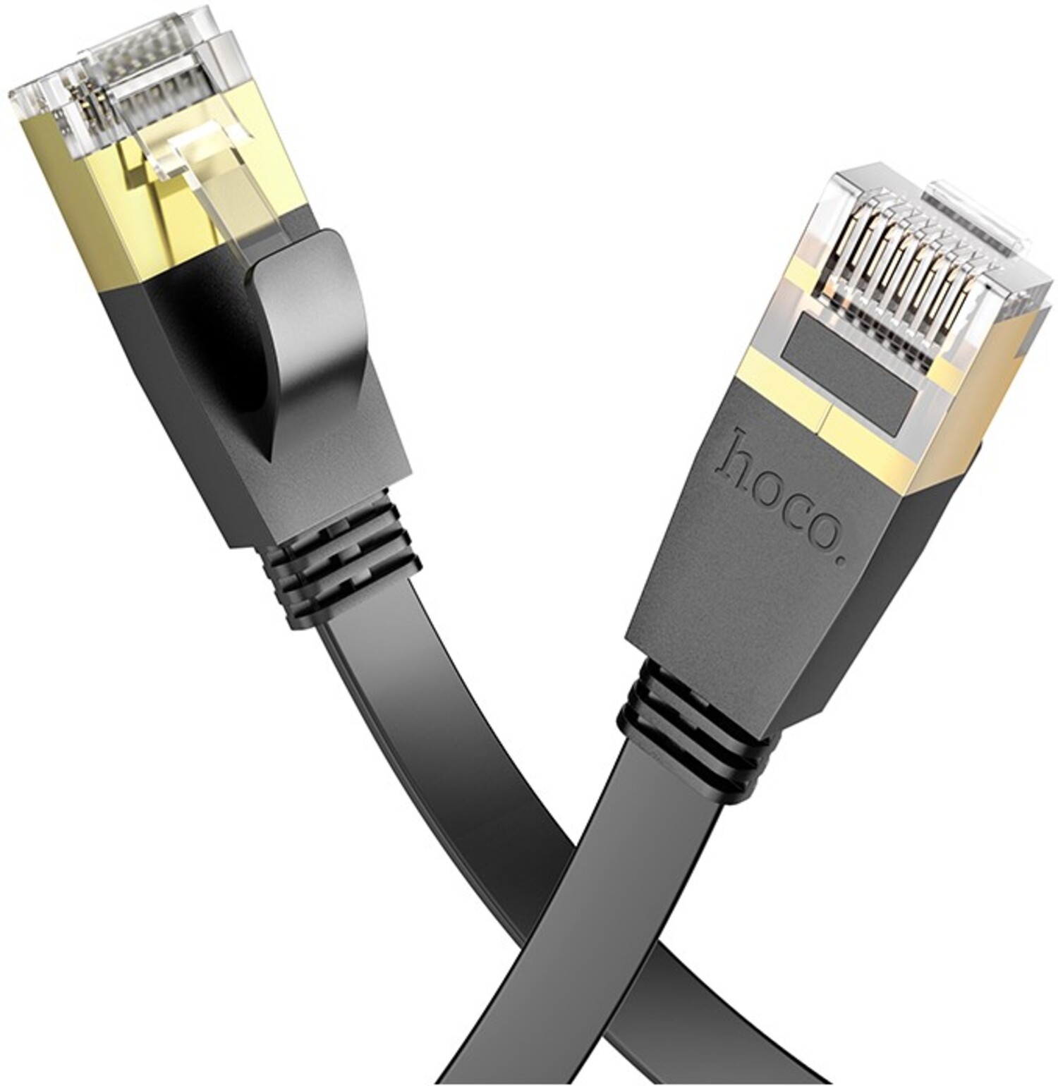 Кабель патч-корд HOCO US07 General pure copper flat network cable 20 м Black (6931474780720) - Фото 1
