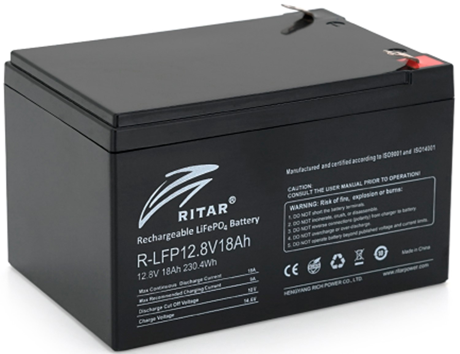 Аккумулятор для ИБП Ritar LiFePO4 12,8V 18Ah 230.4WH (R-LFP 12.8V 18Ah) - Фото 1