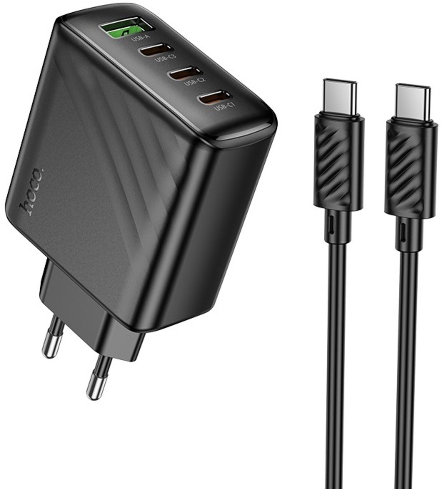 Мережевий зарядний пристрій HOCO CS27A Supply PD67W (3C1A) charger set (C to C)(EU) Black (6942007639842) - Фото 1
