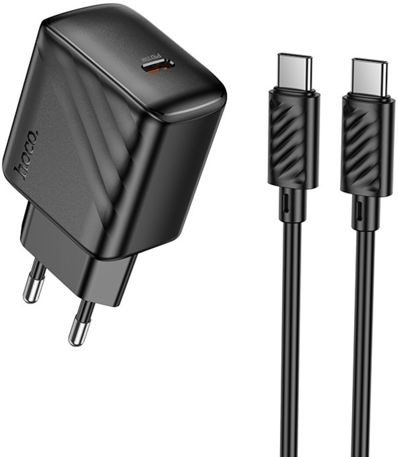 Сетевое зарядное устройство HOCO CS24A PD25W charger set (C to C)(EU) Black (6942007639774) - Фото 1
