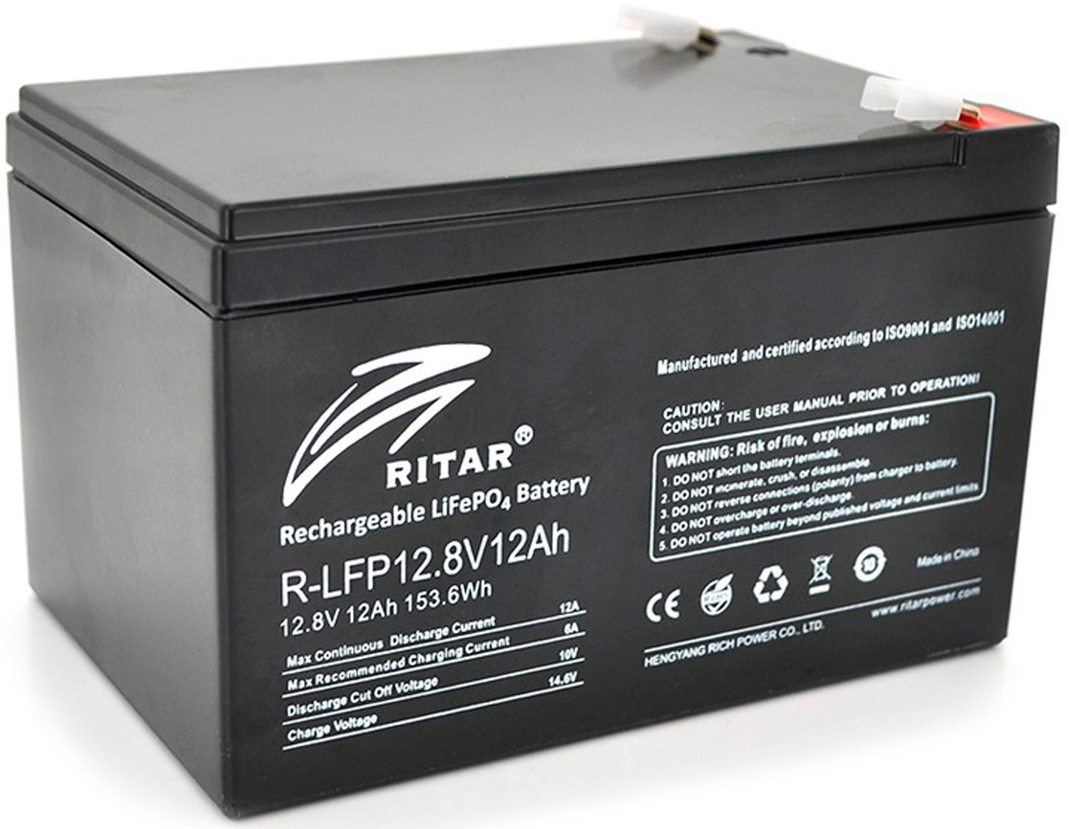 Аккумулятор для ИБП Ritar LiFePO4 12,8V 12Ah 153,6Wh (R-LFP 12.8V 12Ah) - Фото 1