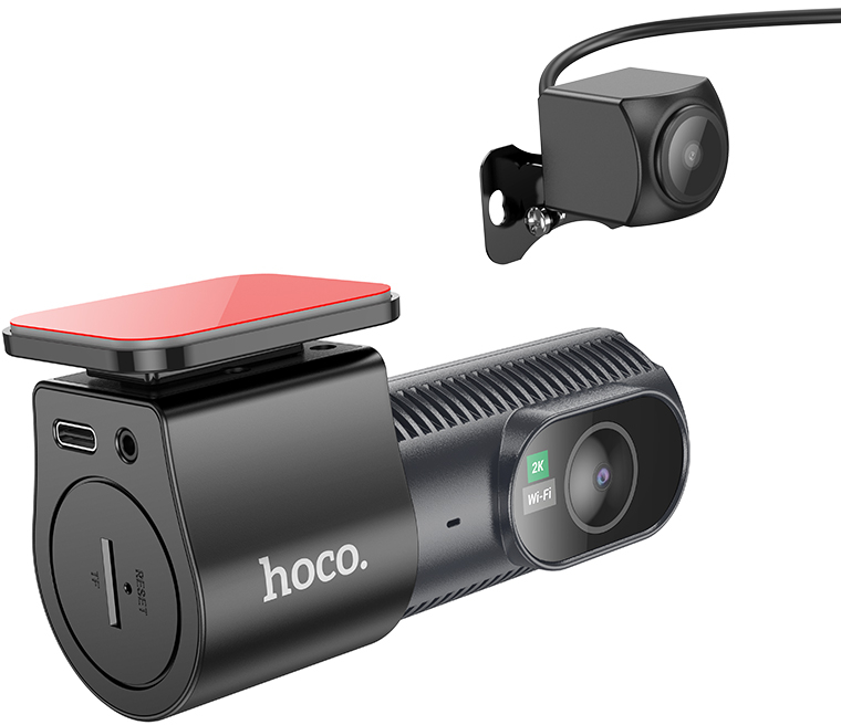 Видеорегистратор HOCO DV8 2K display hidden driving recorder with rear camera Black (6942007623384) - Фото 1