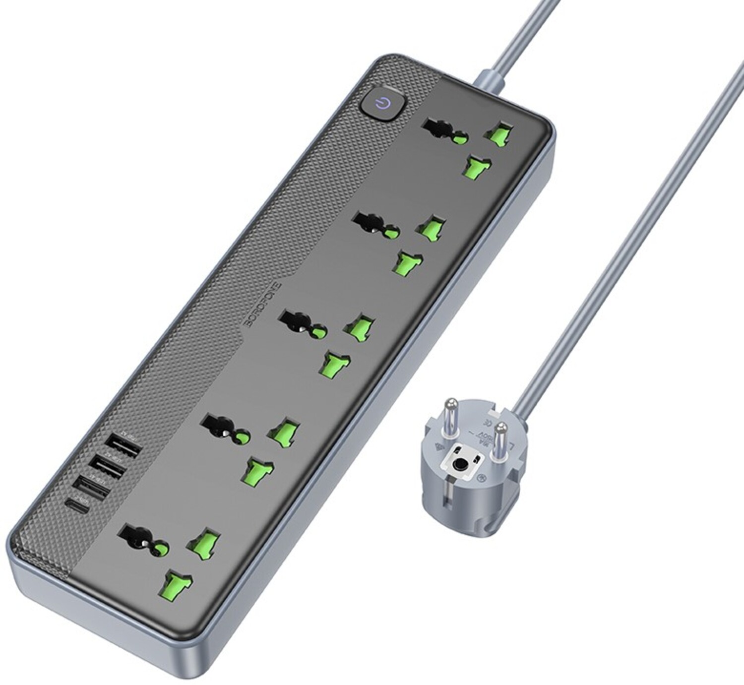 Сетевой фильтр BOROFONE BAC4A Lord 5 position socket 1C3A EU Black - Фото 1