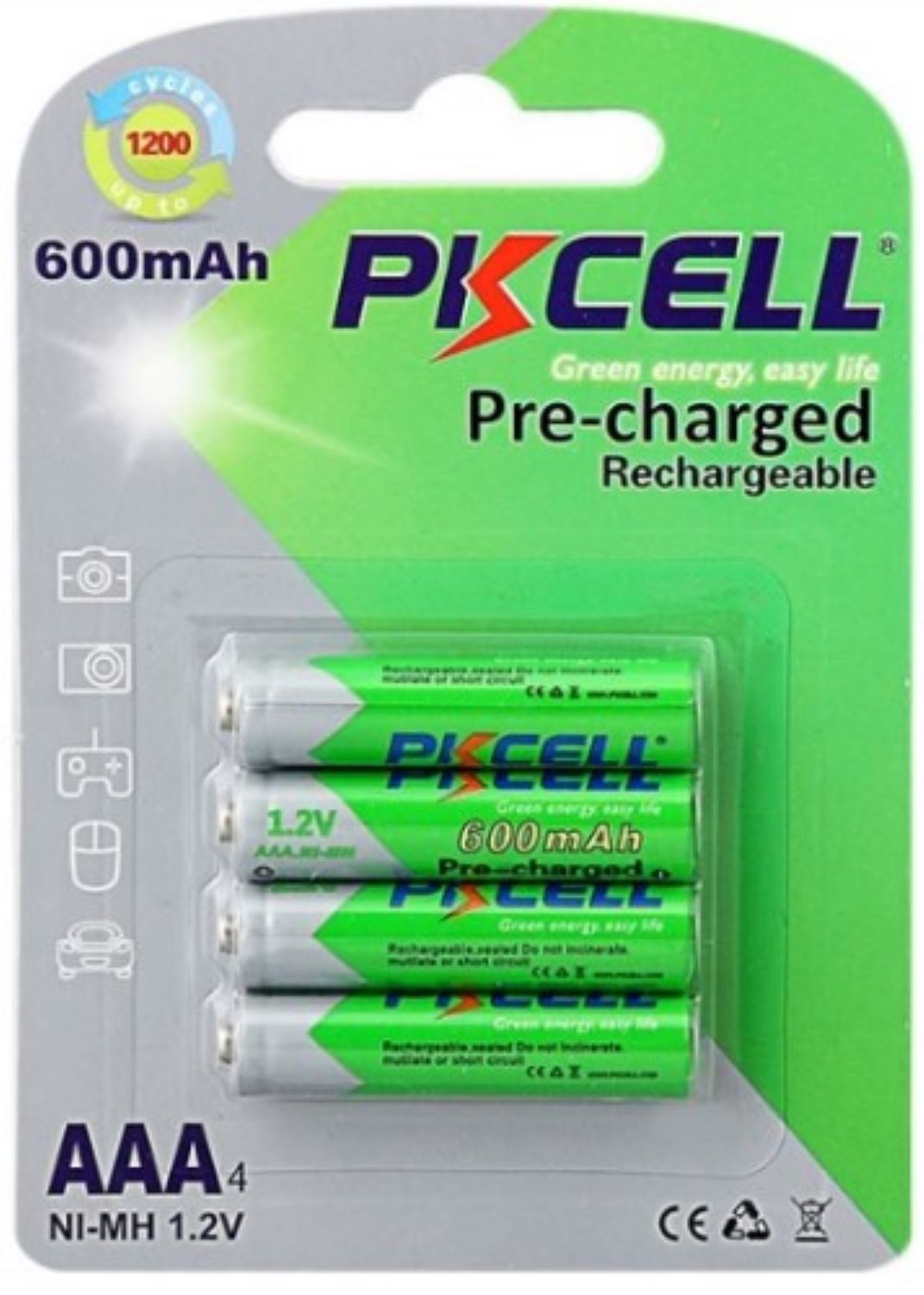 Аккумулятор тип AAA PKCELL 600mAh 4 шт. (PC/AAA600-4BA) - Фото 1