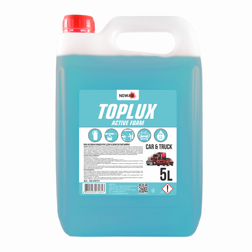 Піна для мийки авто NOWAX концентрат для безконтактної мийки TOPLUX  ACTIVE FOAM 5 л 1:120 ;1:80 (NX05131) - Фото 1