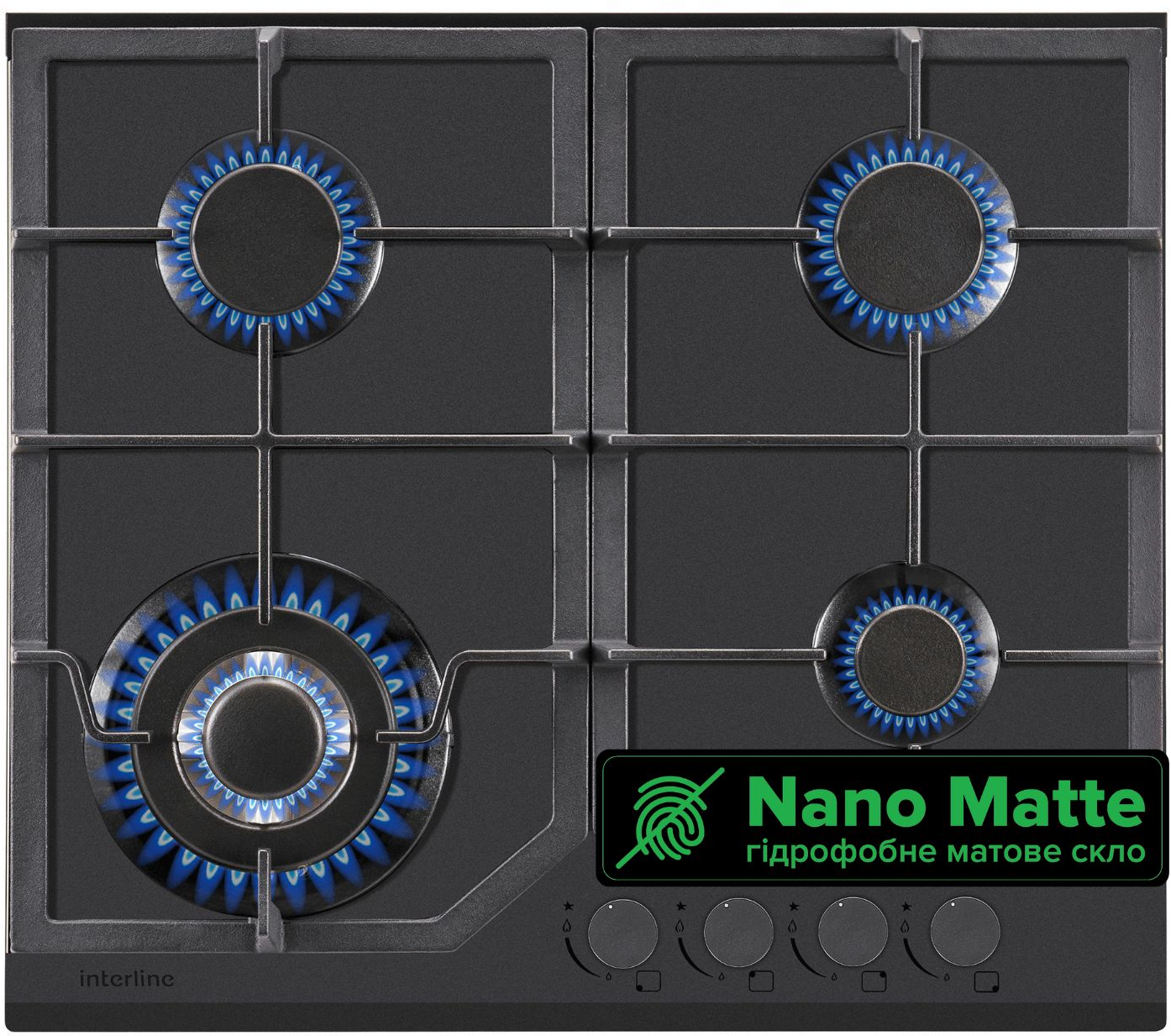 Купити Варильна поверхня газова Interline HGG 760 FGT BA Nano Matte - Фото 1 Варильна поверхня газова Interline HGG 760 FGT BA Nano Matte - Фото 1