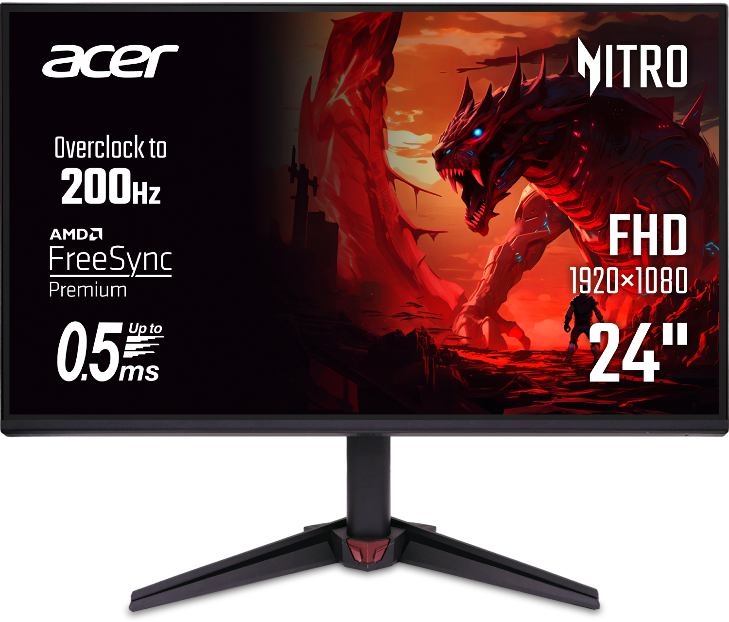 Монитор игровой Acer Nitro VG240YX1bmiipx (UM.QV0EE.101) Black - Фото 1