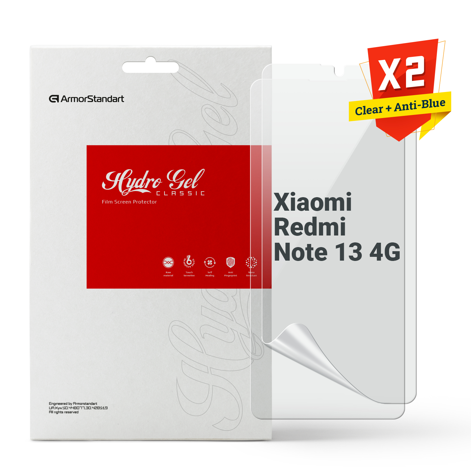 Защитная пленка для смартфона Armorstandart Clear + Anti-Blue for Xiaomi Redmi Note 13 4G (ARM80692) - Фото 1
